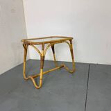 Vintage Bohémien Rattan Bamboo and Glass Side Table from Rohé Noordwolde,