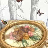 Curved glass frame dried flowers