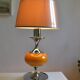 Vintage lamp base yellow and chrome metal circa 1970