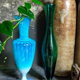 Duo of vintage blown glass soliflores vases