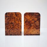 Art Deco Bookends in Solid Polished Burl Wood