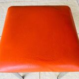 Tabouret vintage skaï orange et pieds chrome circa 70s