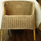 Pair of rattan skirt chairs - wicker