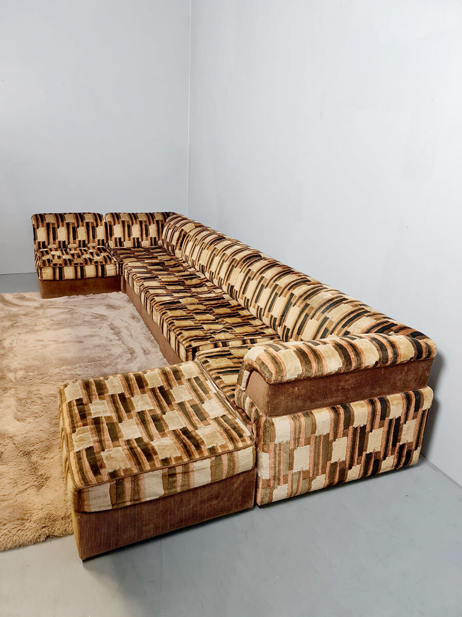 Midcentury modular sofa Laauser vintage 'Earth tones'
