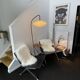 Lampadaire ( lampe & table ) en  acier tubulaire, ca 1960