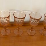 Pop-up Christmas 2022 - Series of 4 wine glasses in vintage pink glass