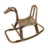Cheval à bascule en rotin 1950.
