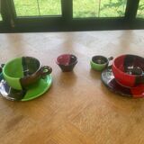 Breakfast service, two-tone glazed ceramic, vintage 1950