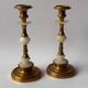 Vintage Brass and Alabaster Candlesticks