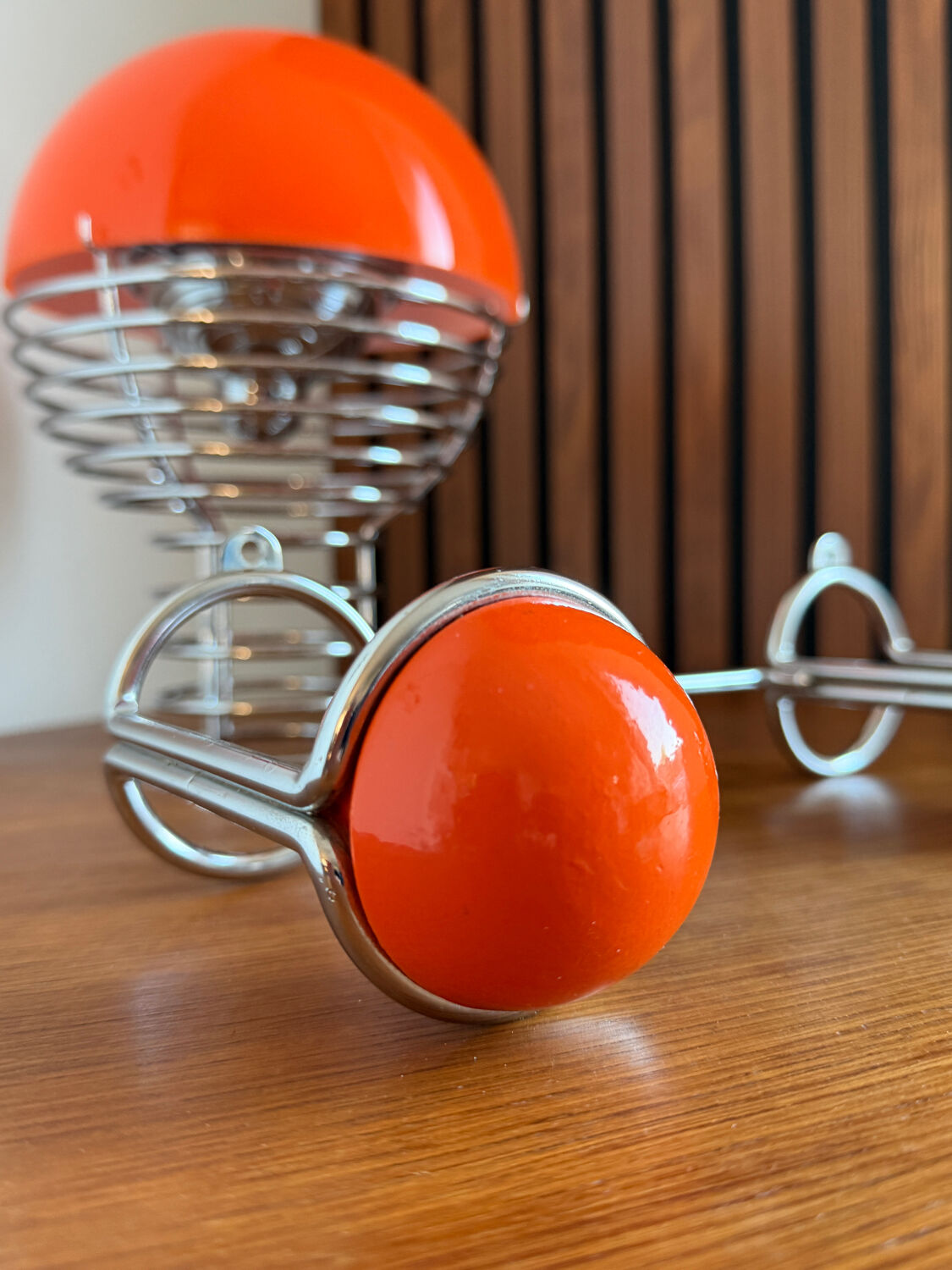 Patère double "Boule" Orange & Chrome  Space Age