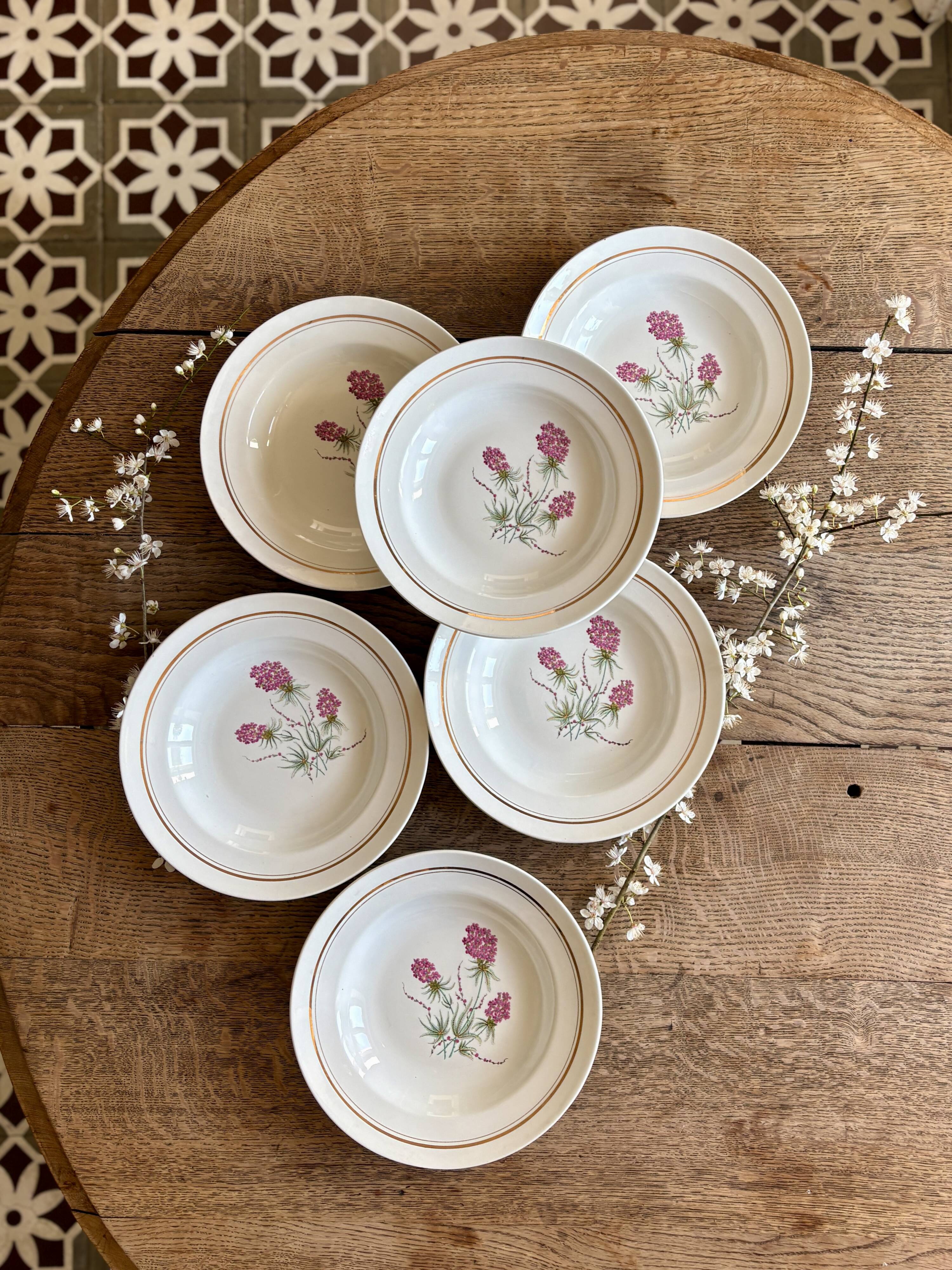 Set of 6 vintage deep plates - Moulin des Loups