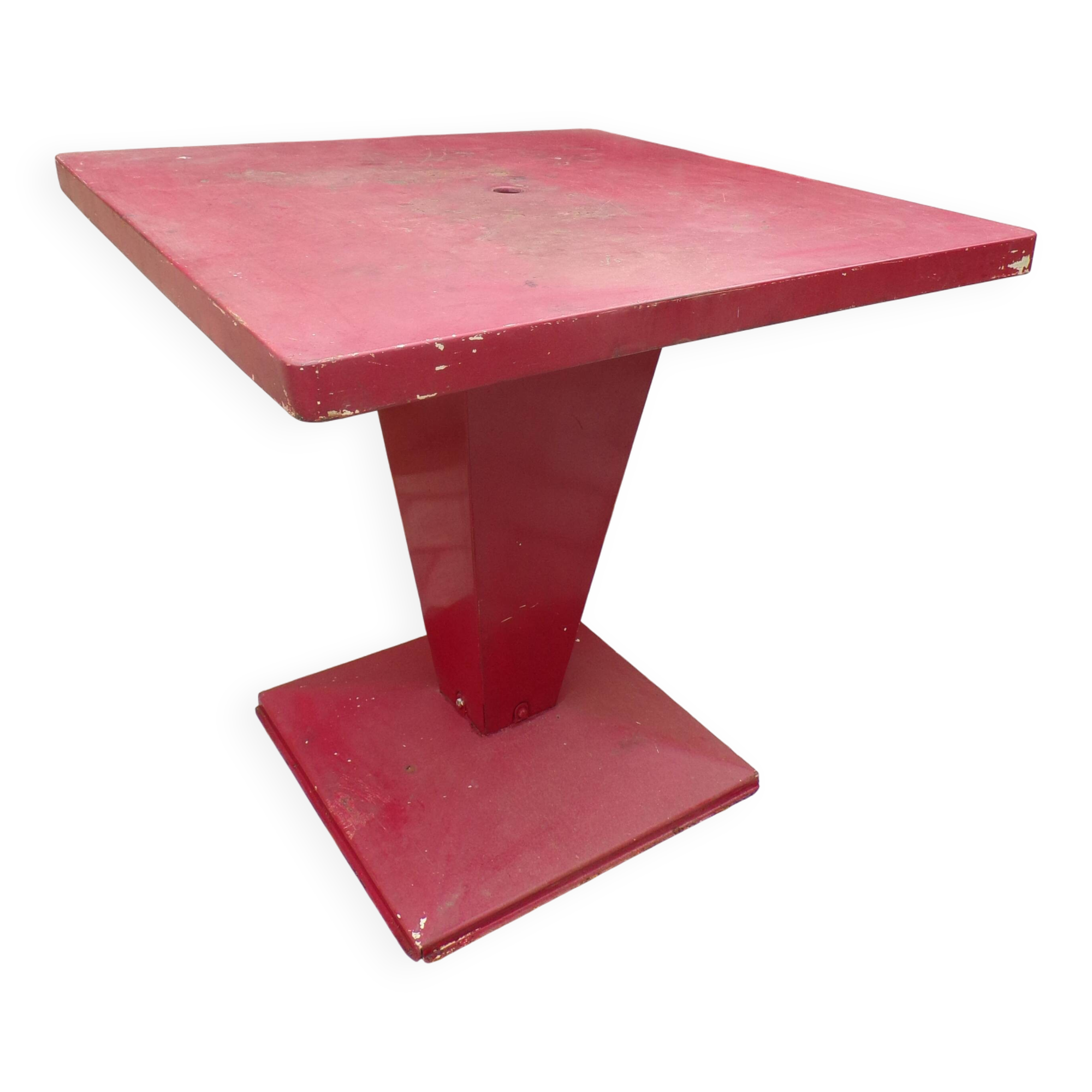 Lot Table Et Chaise TOLIX Modèle KUB Design Xavier Pauchard - Métal Noir Et Jaune - Occasion