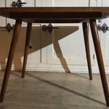 Vintage coffee table feet wooden compass and light grey formica