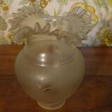 Painted ceramic lamp & lampshade glass lace