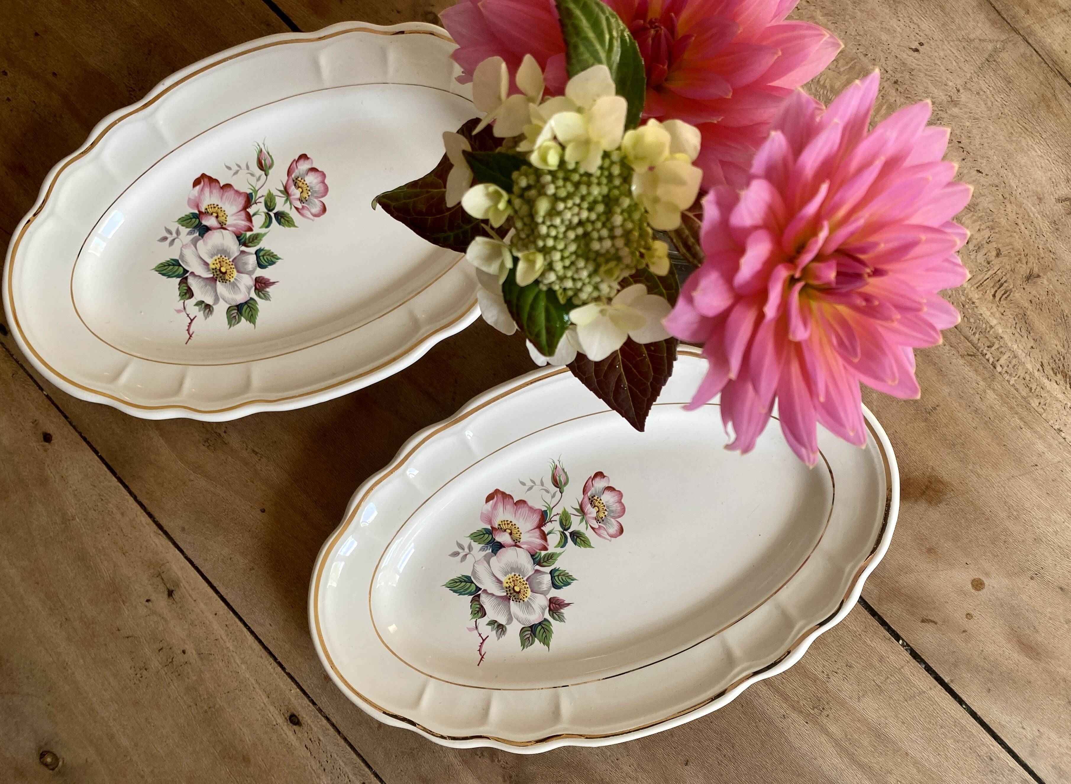 Lot de 2 plats ovales- raviers vintage Salins