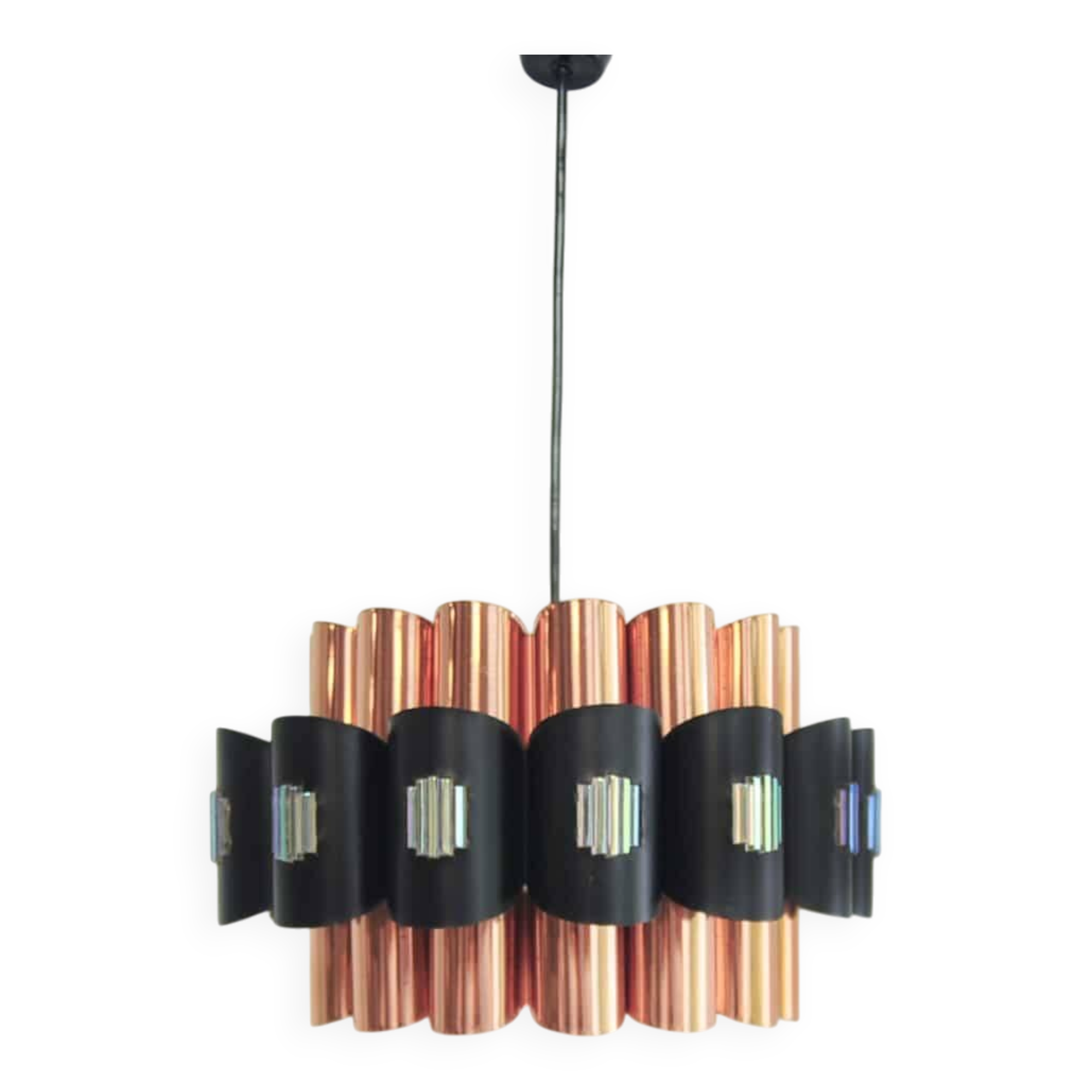 Lampe suspendue en cuivre avec nacre par Werner Schou
