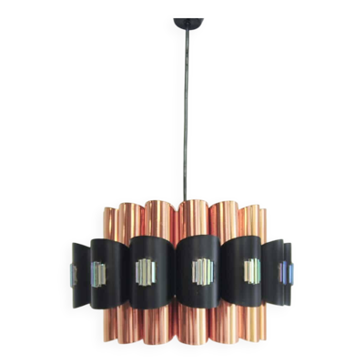 Lampe suspendue en cuivre avec nacre par Werner Schou