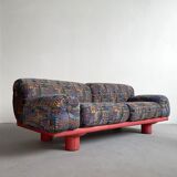 Vintage Italian Sofa from Rossi di Albizzate in Leather and Fabric, Rare Model Designed by Carlo Bar