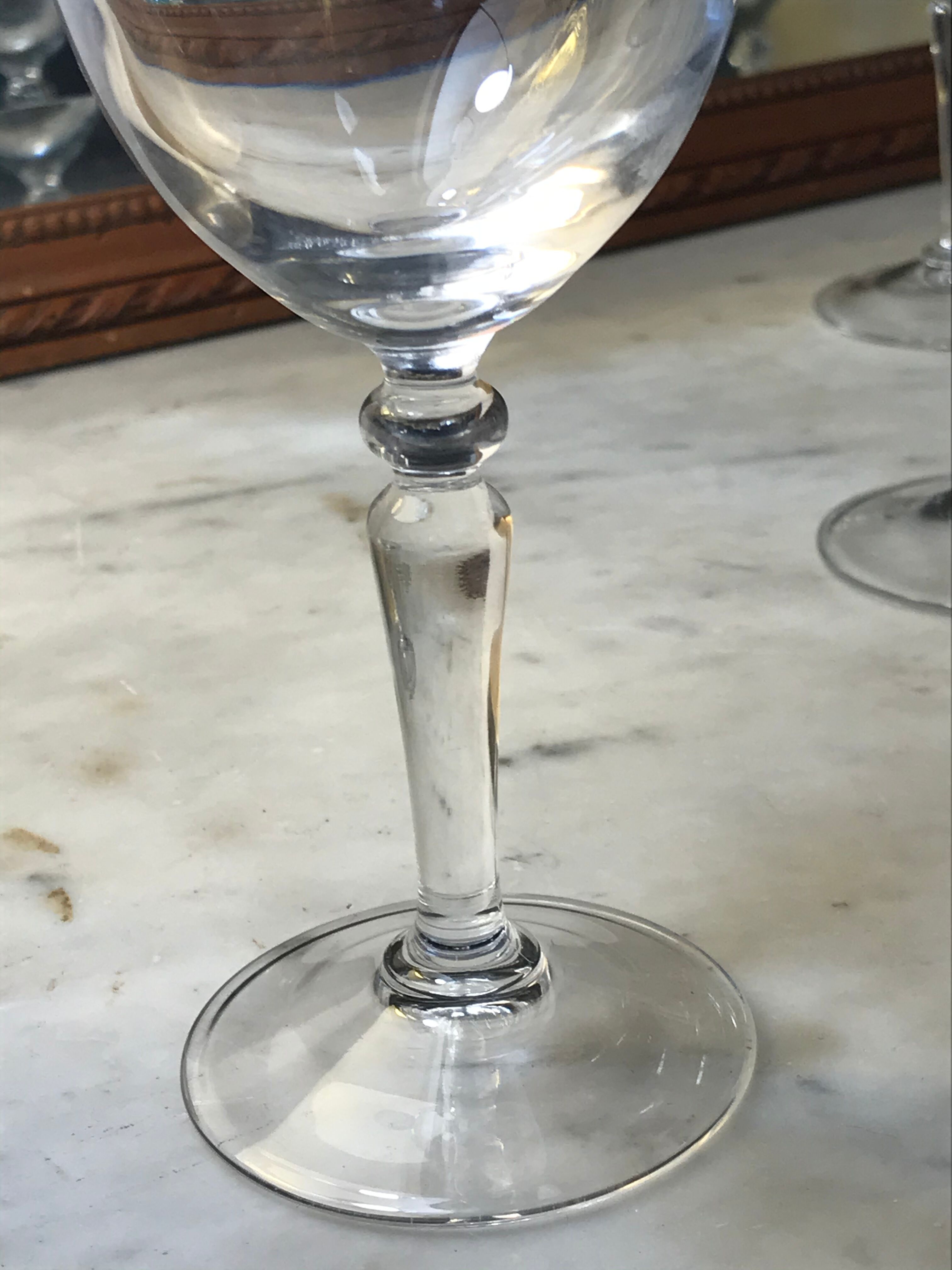 Six crystal wine glasses