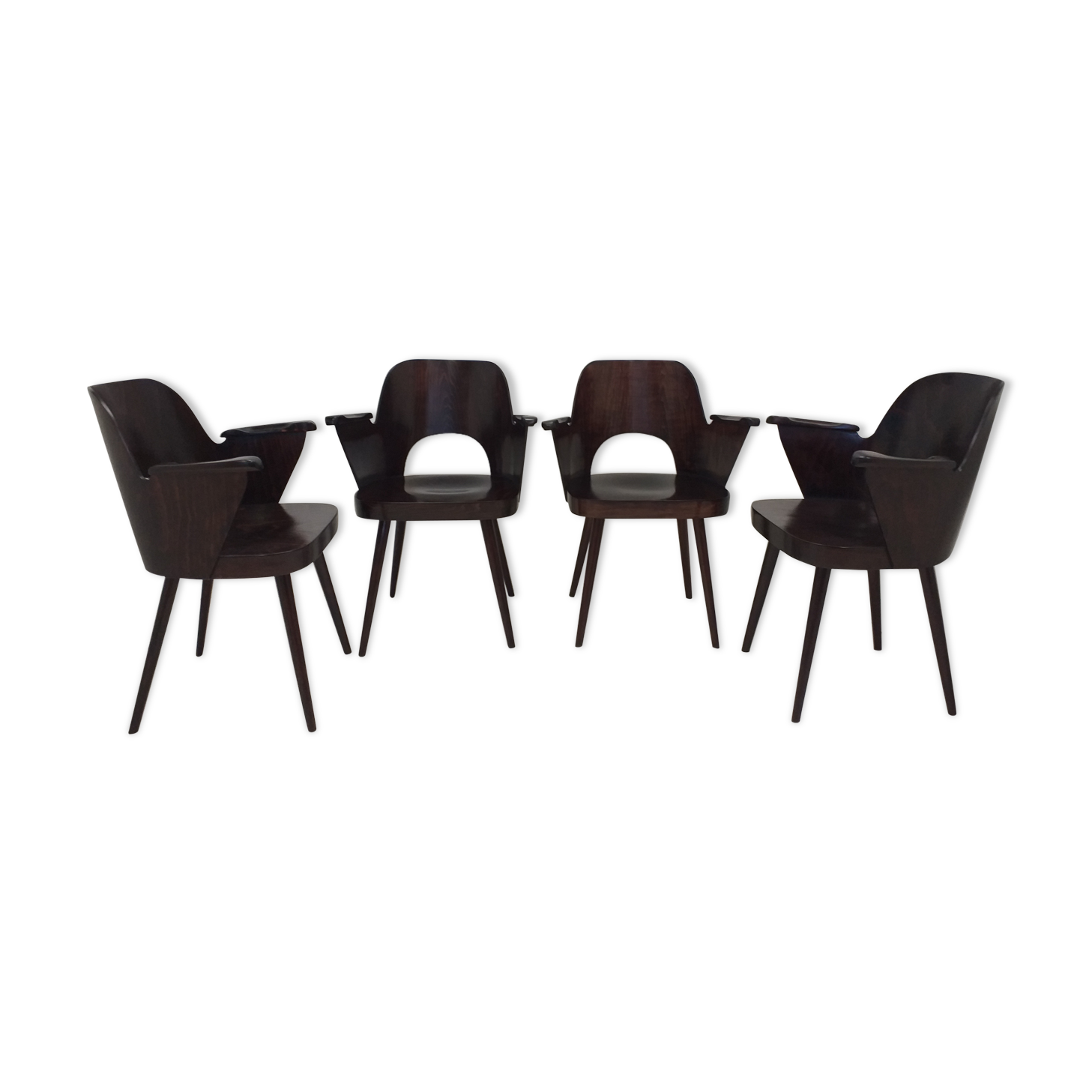 4 Oswald Haerdtl chairs for Ton, Czechoslovakia