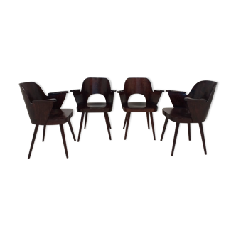 4 Oswald Haerdtl chairs for Ton, Czechoslovakia