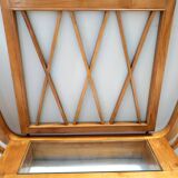 Art Deco Cherrywood Console Table with a Rectangular Glass Top, Italy