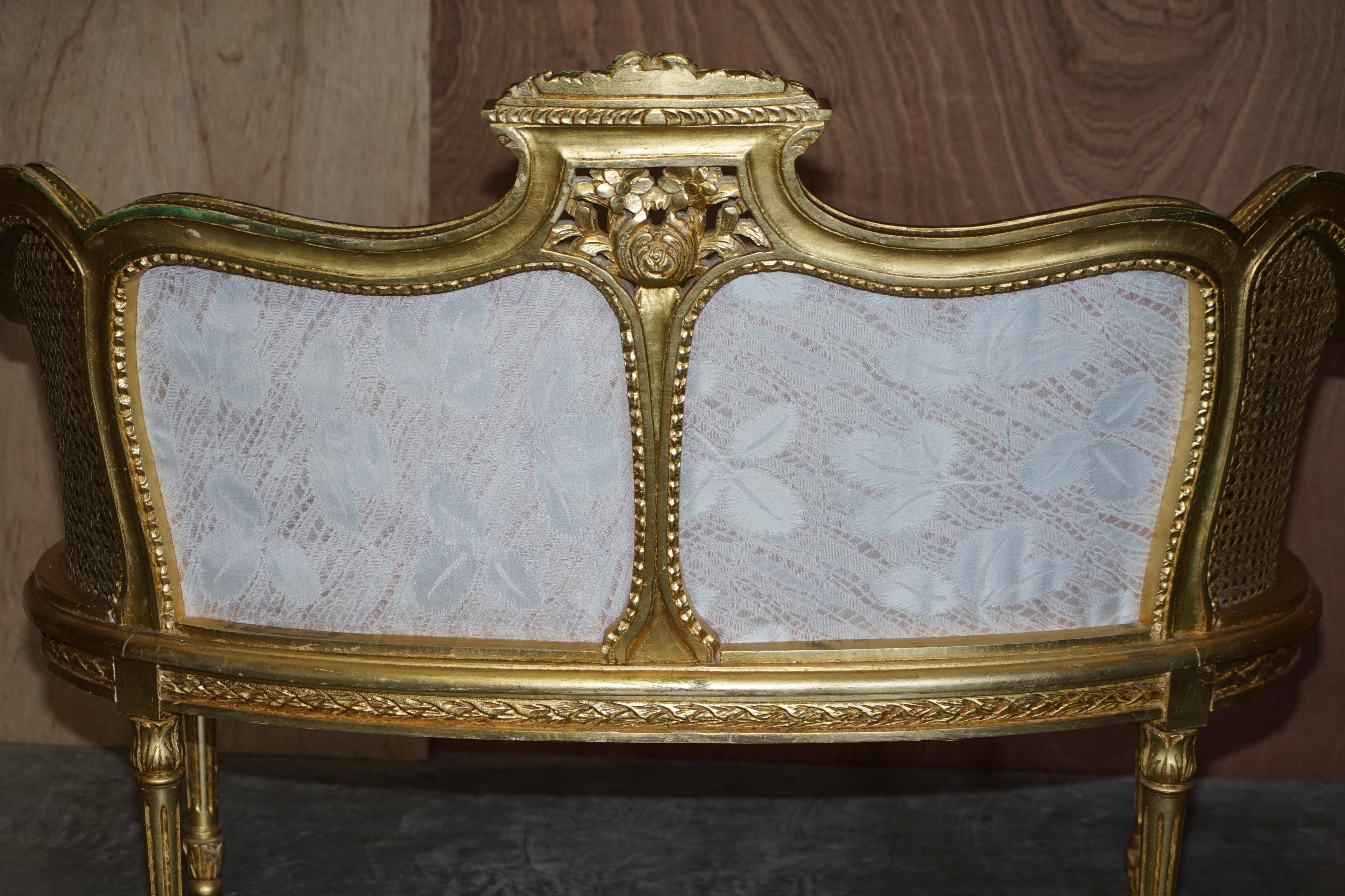 Louis XVI Napoléon III Bergère Canapé in gilded wood