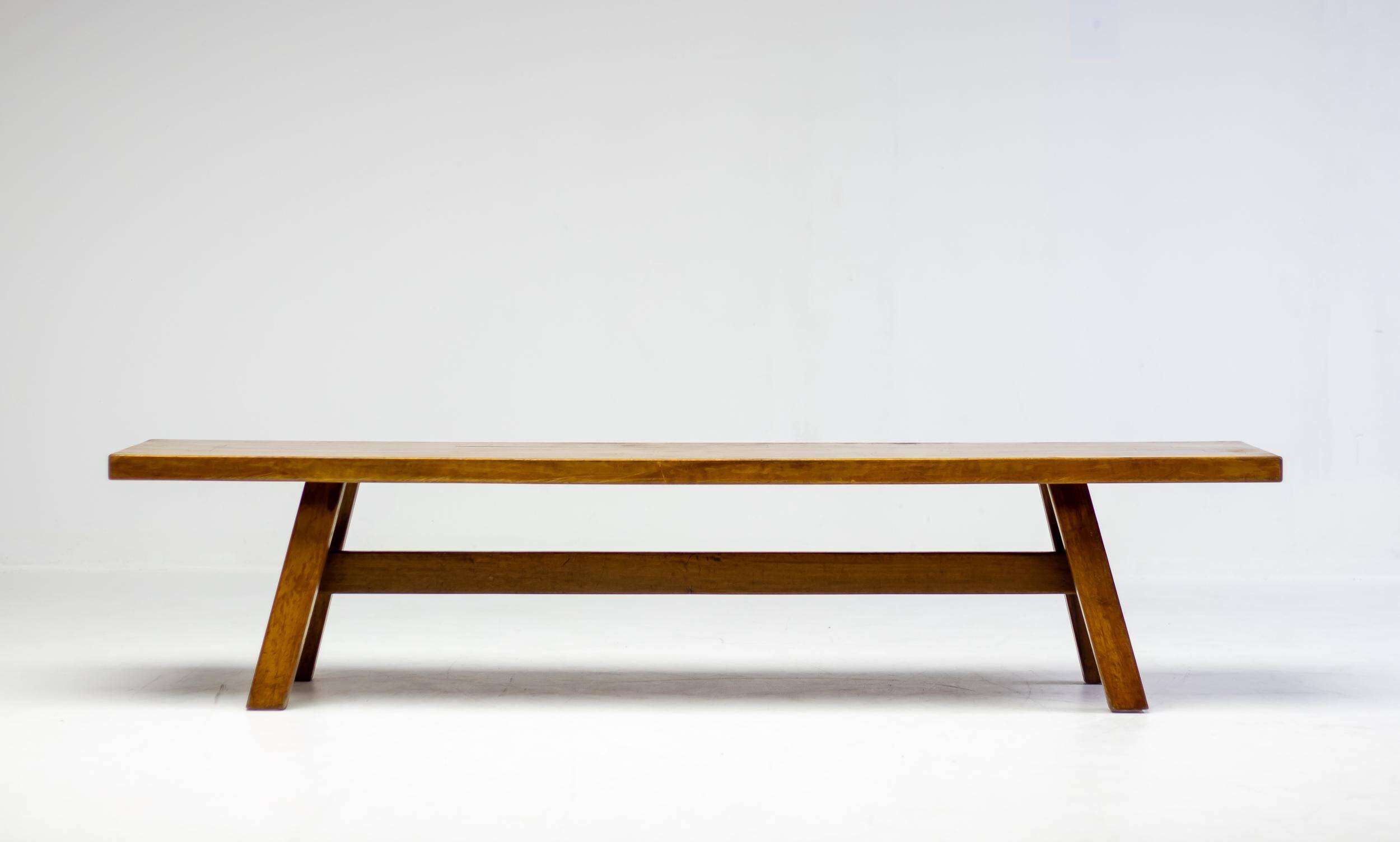 Solid walnut bench "Torbecchia" by Giovanni Michelucci, 1960s