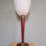 Large Art Deco lamp, in mahogany and opaline wood, 1920s-30s
