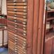 Wooden printing cabinet 36 drawers with typographic letters
