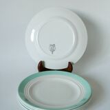 Set of 5 Saint-Smand dessert plates with mint colored edge, 1950