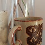 Coffee pot and mug cup in sandstone