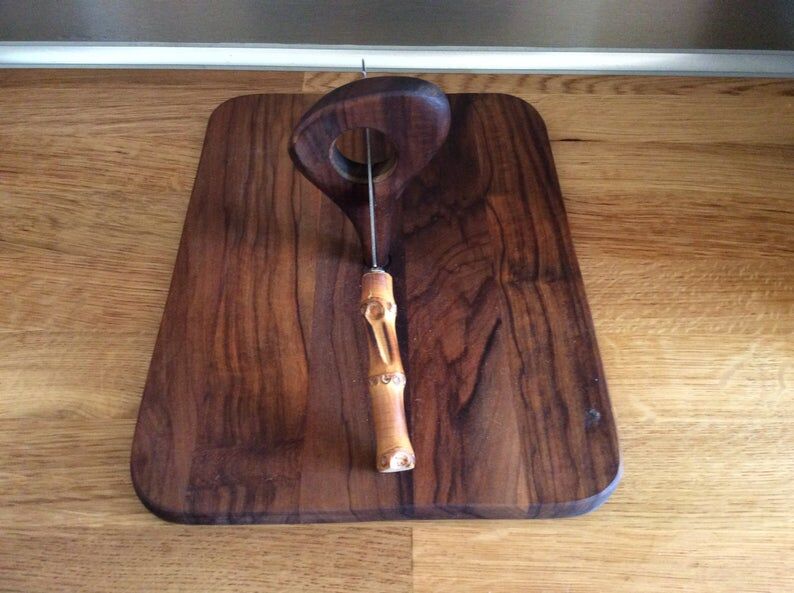 Cheese platter and his knife cutting board kitchen utensils
