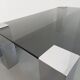 Table basse italienne vintage cidue en verre fumé et métal chromé des années 70