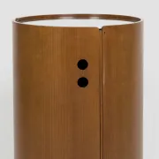 Round wood bar cabinet with glass top, Italy 1960s