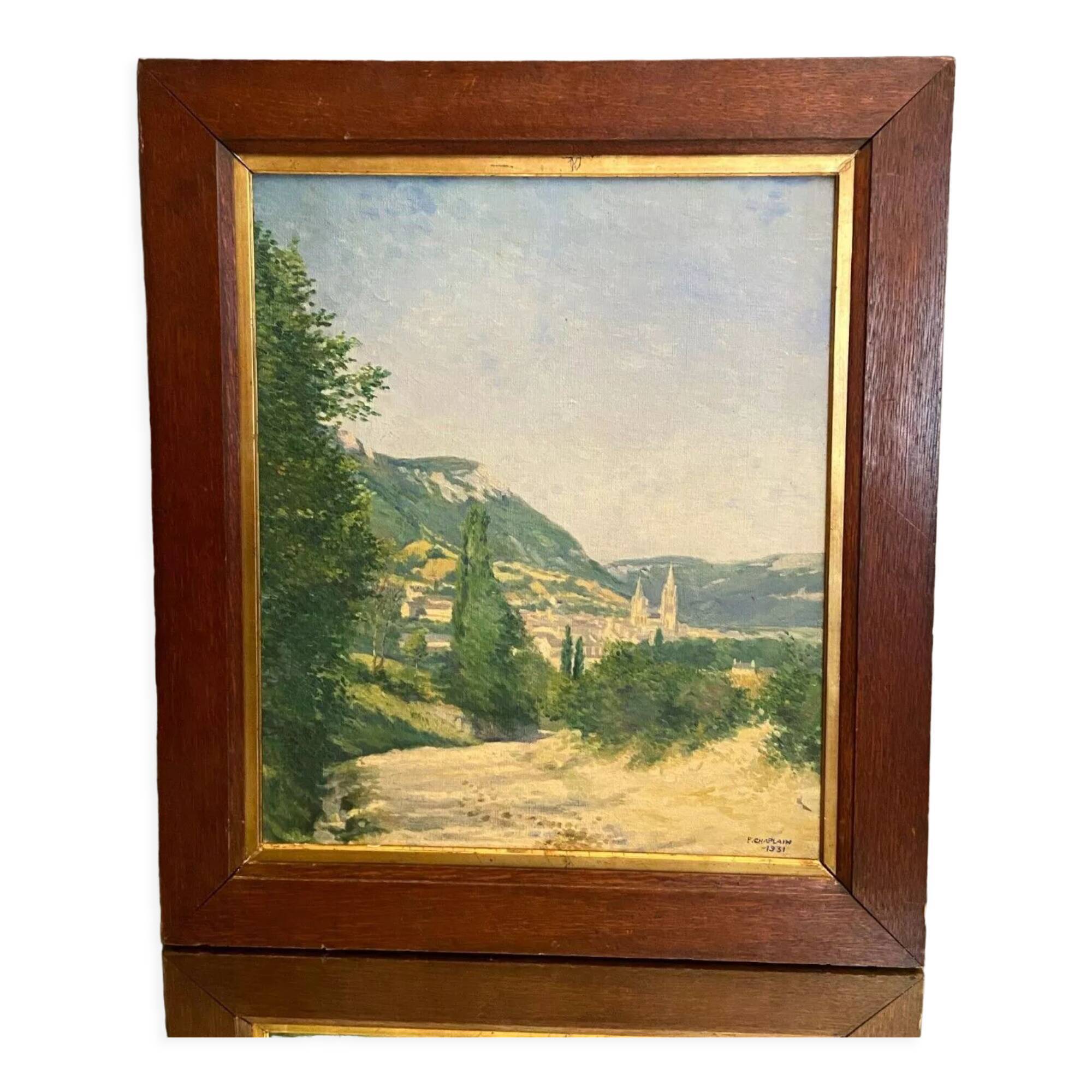 Oil painting on canvas Provencal landscape signed P. Chaplain 1931
