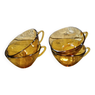 Lot of 4 vintage amber cups