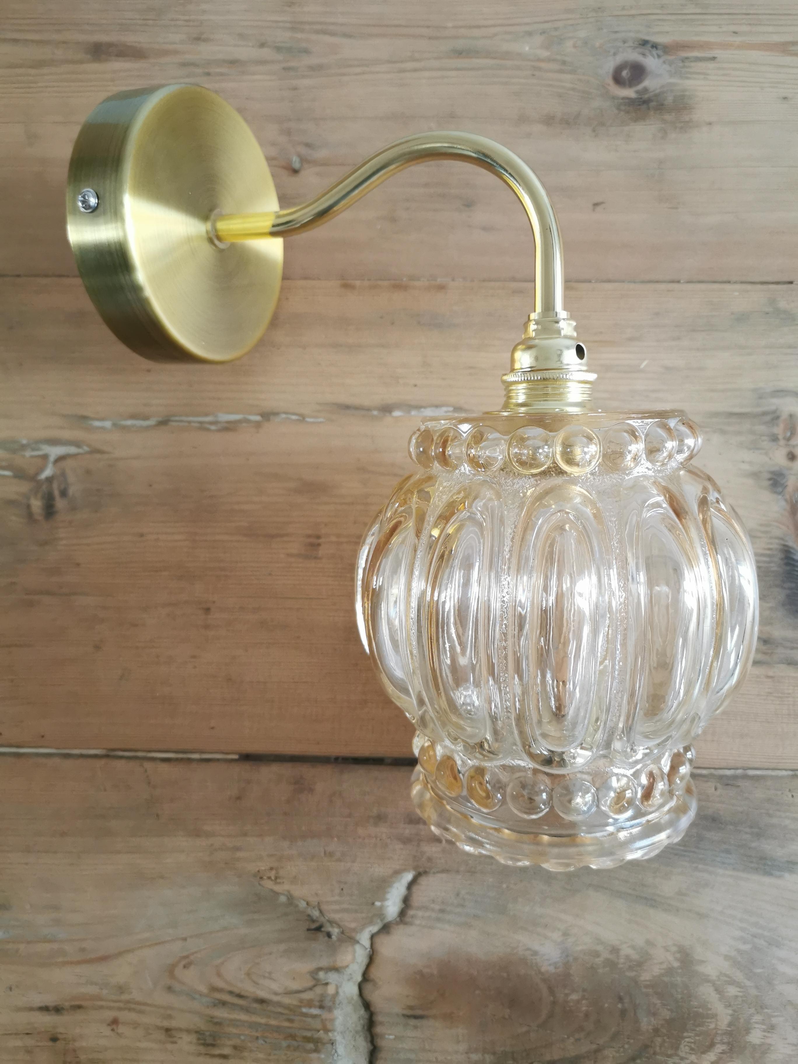 Vintage globe wall lamp in molded glass