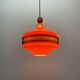 1970s orange Scandinavian suspension light in plexiglass shaped like a UFO.