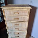 Chest of drawers in rattan and bamboo