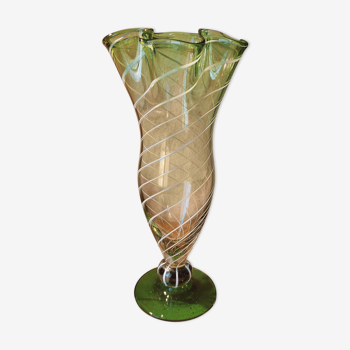 Vase in gradients of green Murano