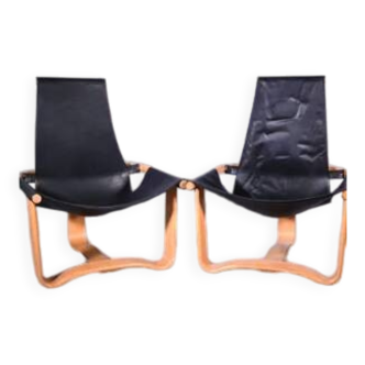 Pair of vintage Scandinavian Manta armchairs by Ingmar Relling for Westnofa, Norway 1970s