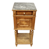 Antique bedside table with marble top and one drawer