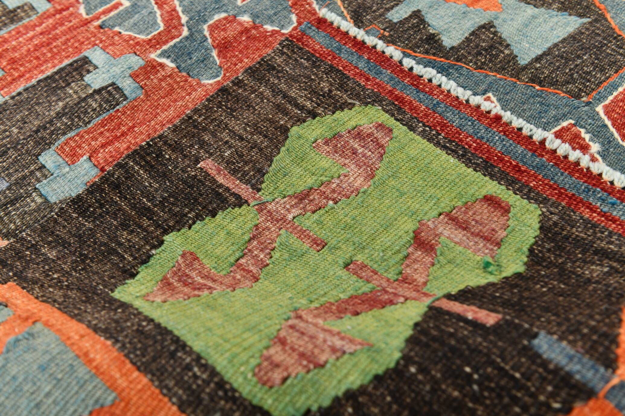 6x11 Vintage Geometric Style Handmade Vintage Kilim Rug, 195x335Cm