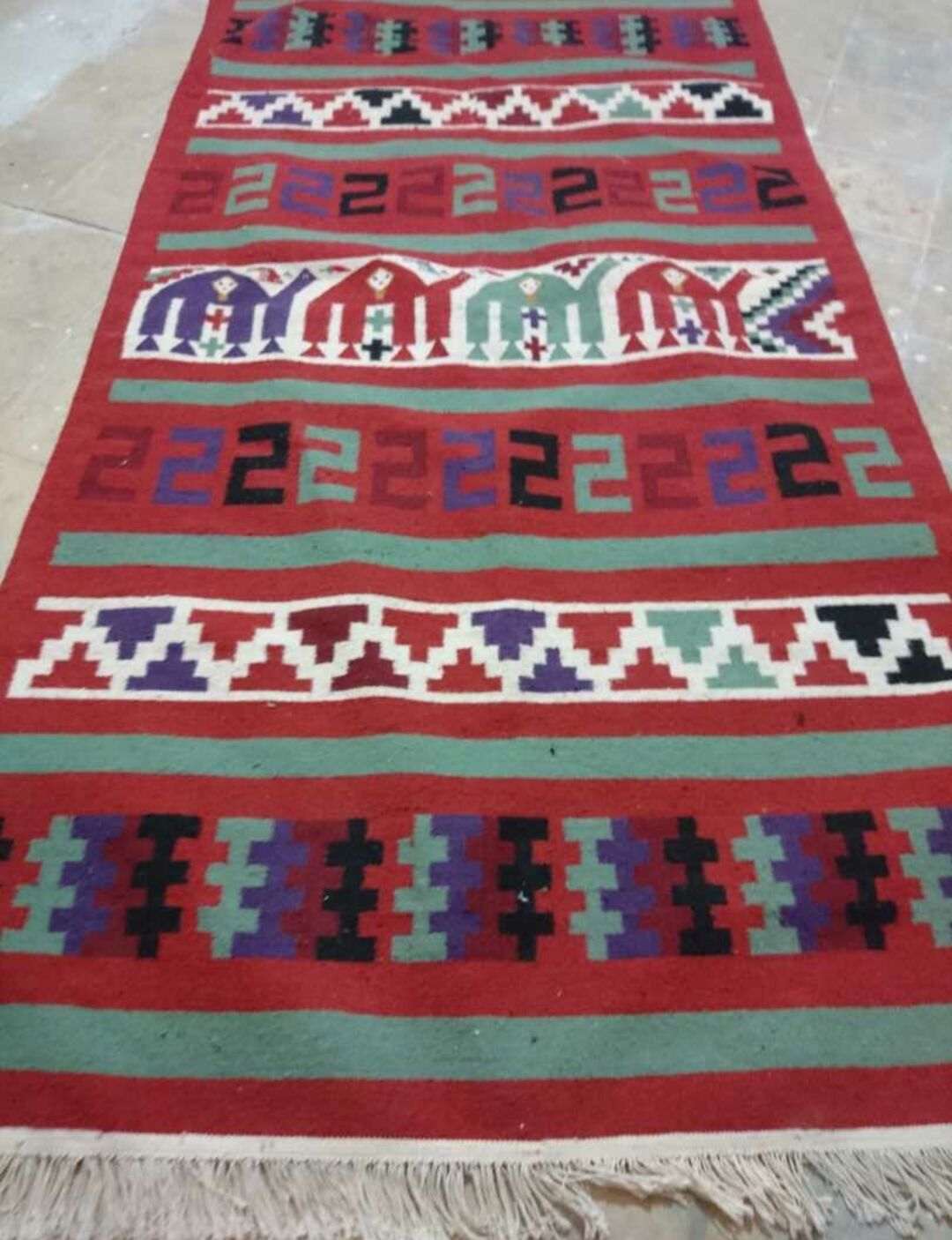 Berber carpet multicoloured wool 188 x 104 cm