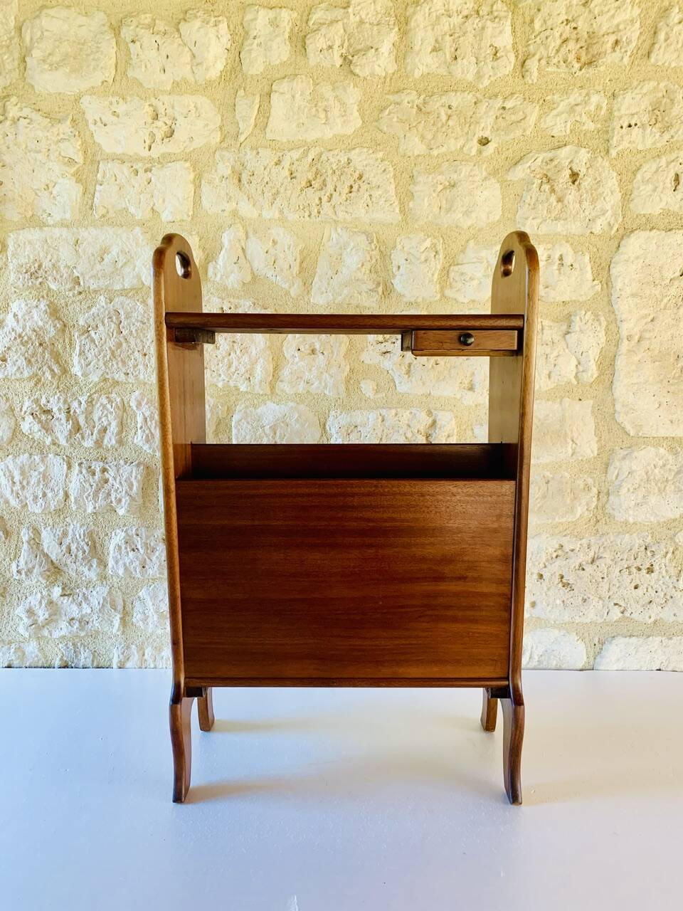 Vintage side table with magazine rack, 1960s