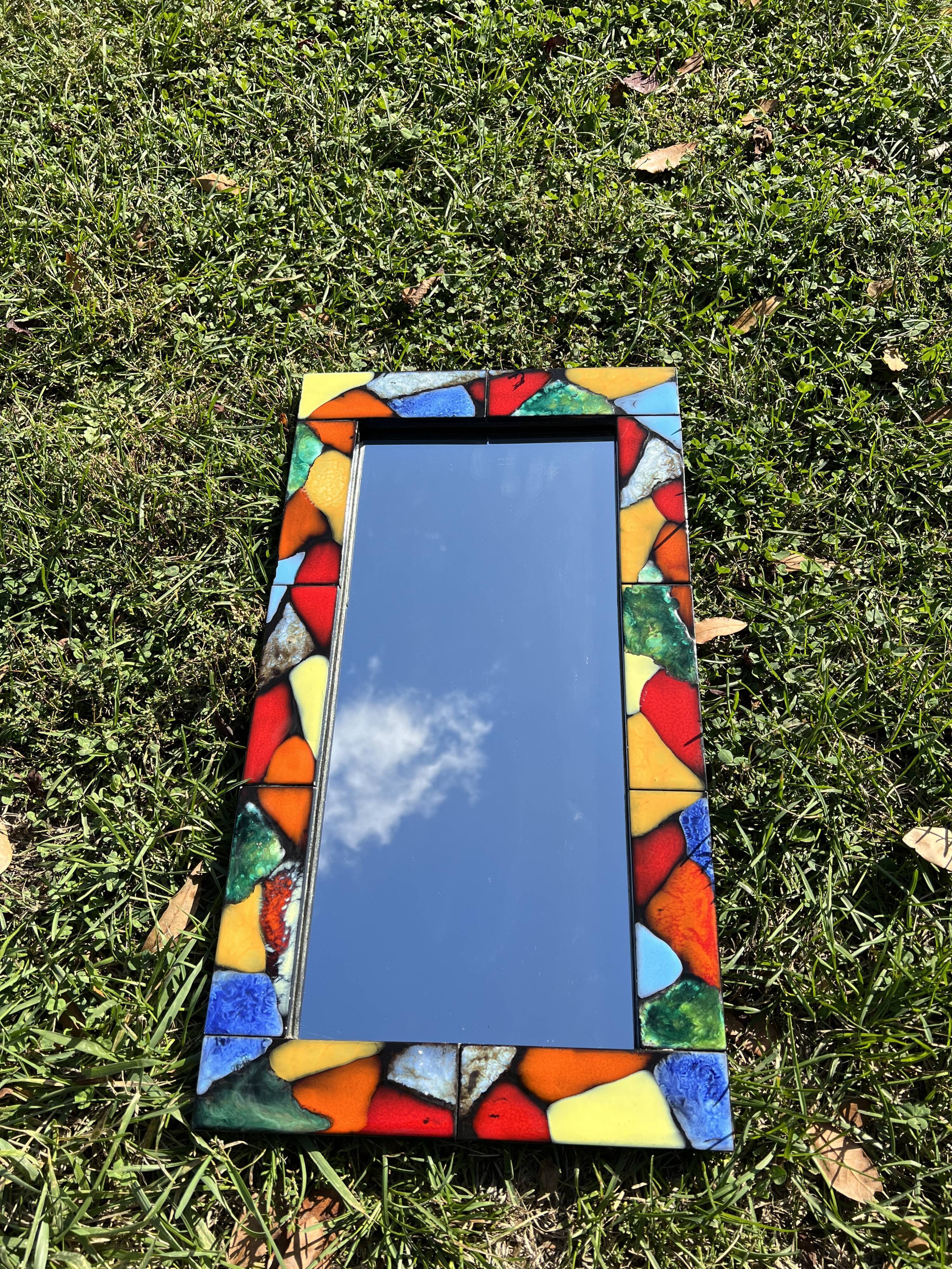 Italian ceramic mirror from the 60s