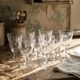 8 engraved crystal wine glasses with a floral design, Bohemia, early 20th century.