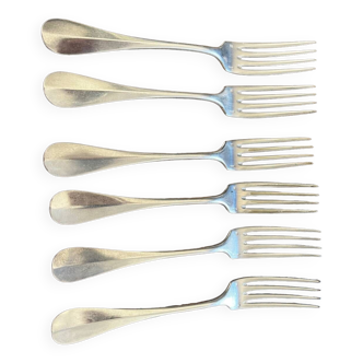 6 old Christofle forks in silver metal