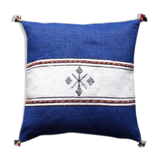 Coussin berbère marocain bleu et blanc